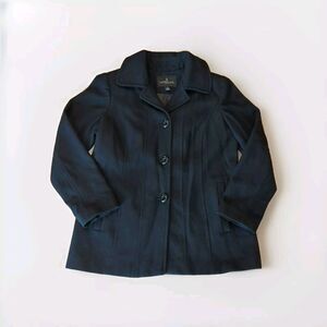 London Fog Peacoat Jacket Womens Large Black Wool Blend Pockets Lined